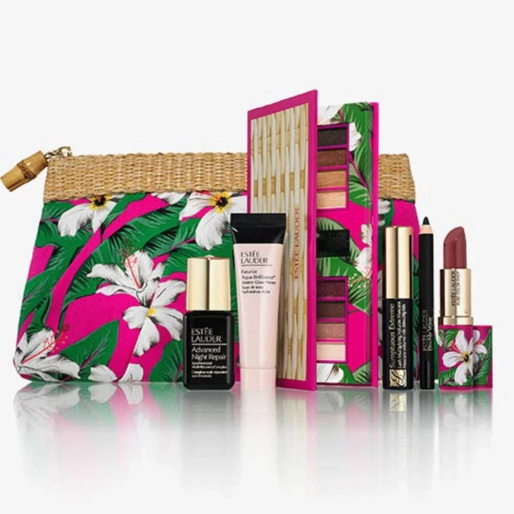 ESTEE LAUDER 7p Serum Primer Mascara Eyeshadow Eye Pencil Lipstick Bag $184